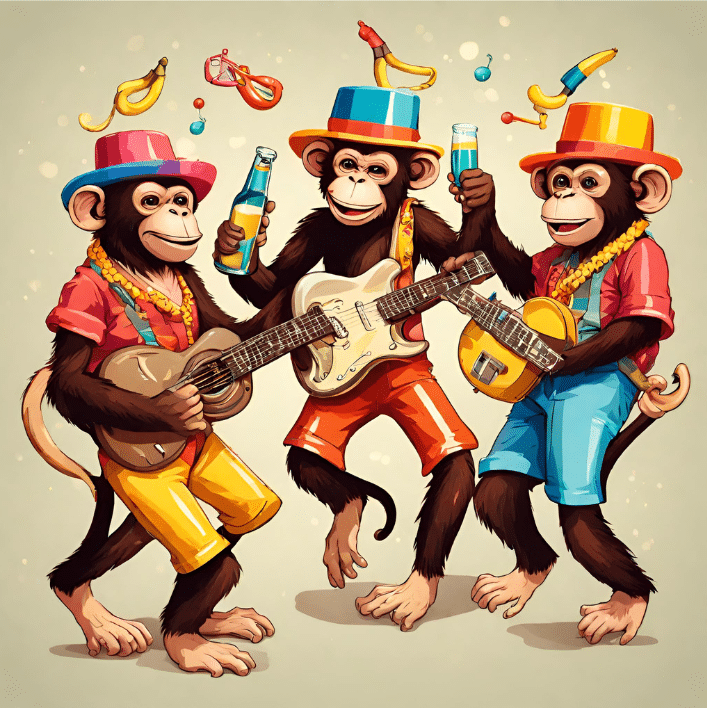 KI-Bild Tanzende Affen
